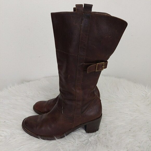 White Mountain Womens Odessa Brown Leather Riding Block Heel Boots Size 10 M - Picture 1 of 10